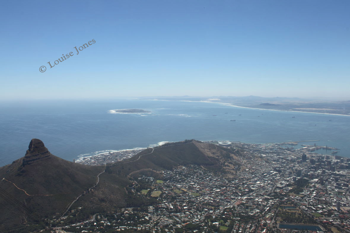 Robben Island from Table Mountain Cape Town South Africa